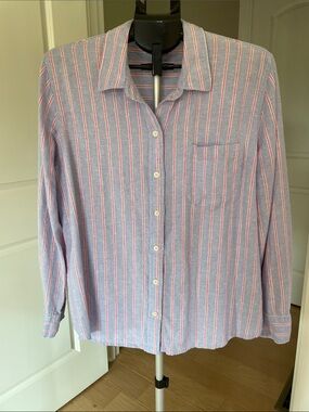 GAP Blue Shirt with Pink and White Stripes